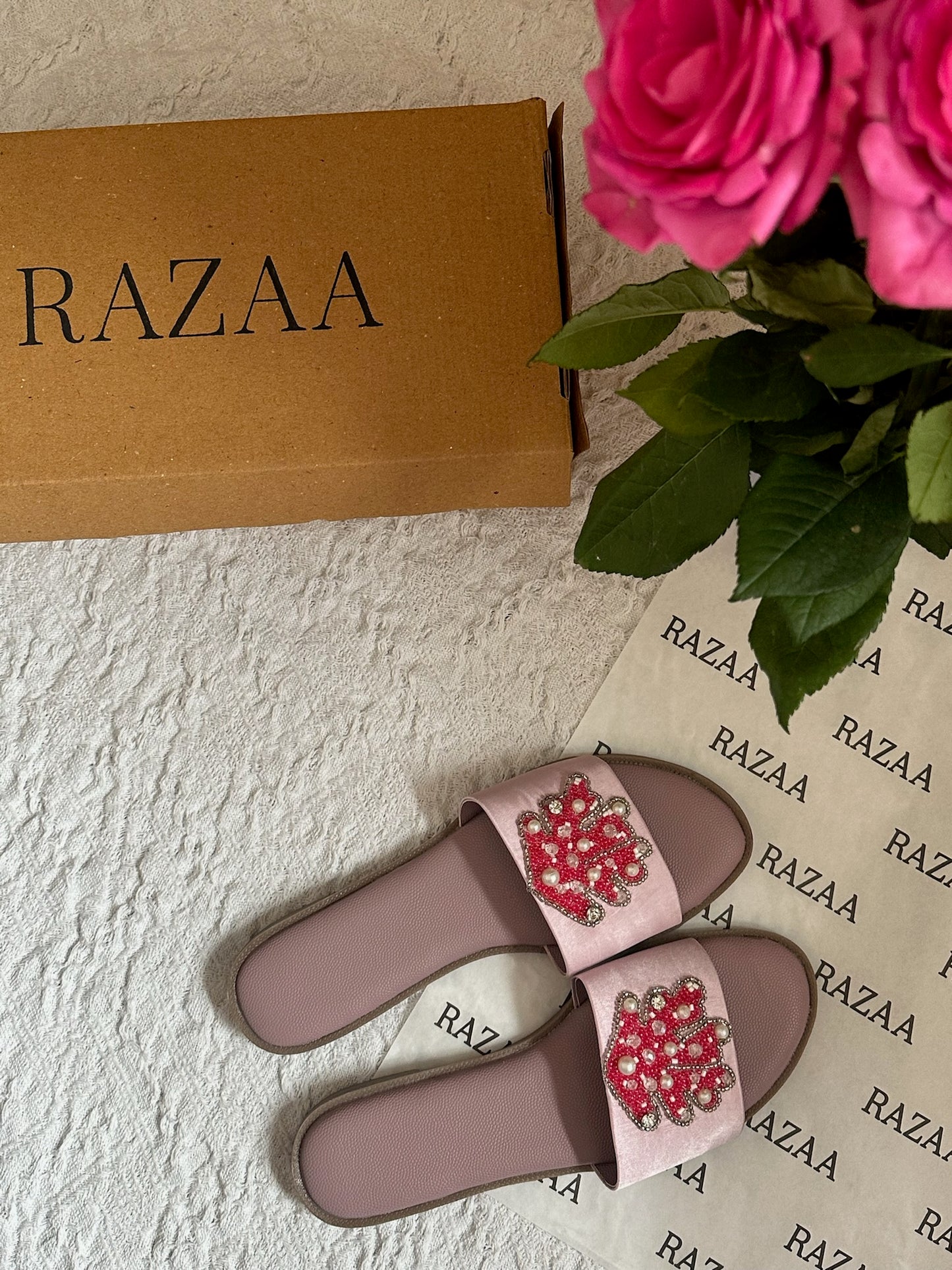Hand-embroidered Lilac Flats