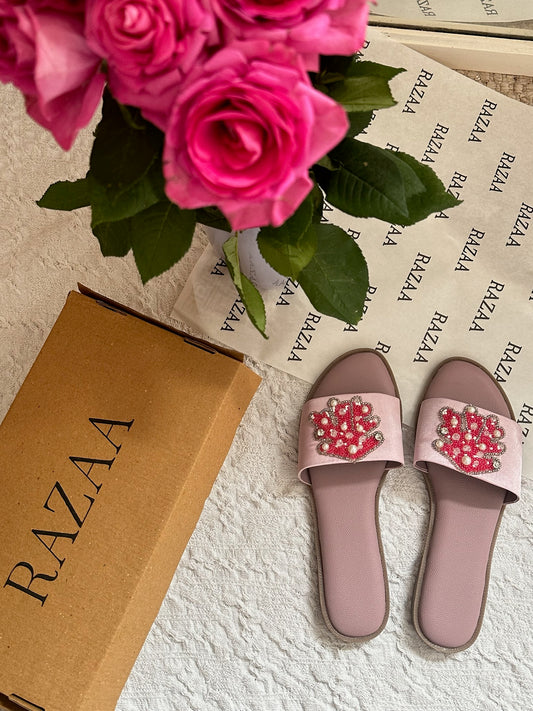 Hand-embroidered Lilac Flats